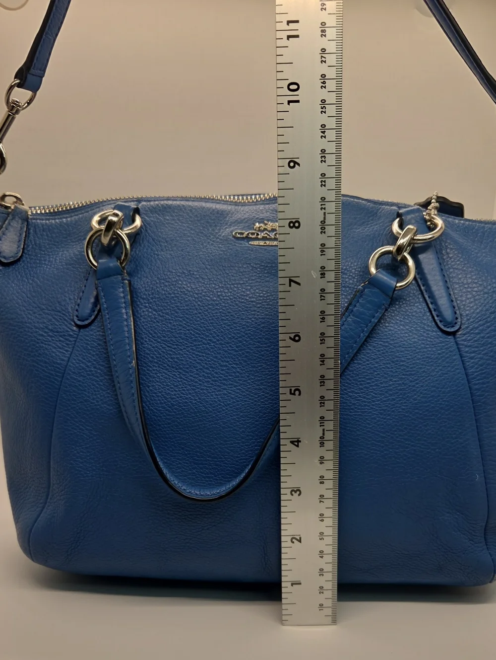 Coach Small Kelsey Cobalt Blue Pebbled Leather Shoulder Bag